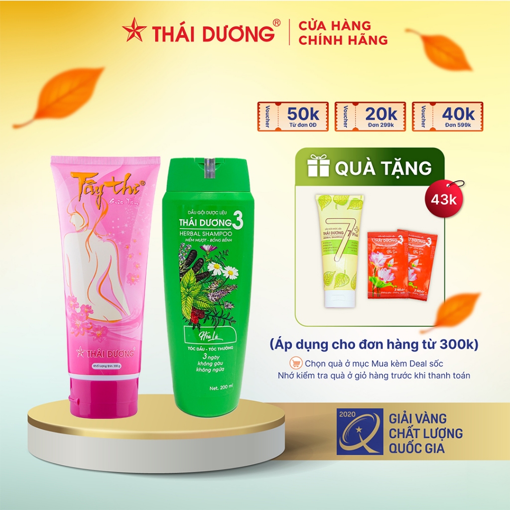 Bộ Dầu gội dược liệu Thái Dương 3 200ml/480ml & Sữa tắm Tây Thi 200ml/480ml - Sao Thái Dương