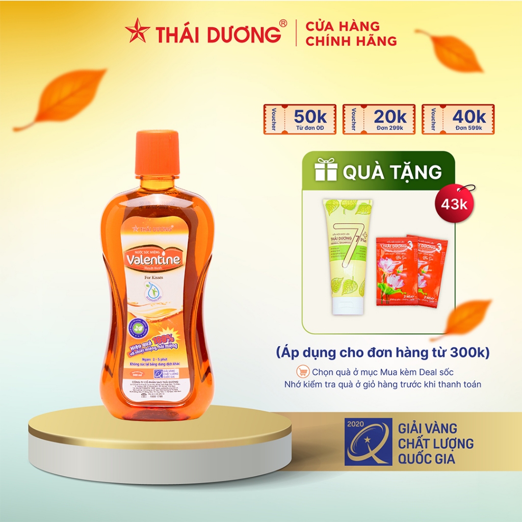 Nước súc miệng Valentine ngăn ngừa nhiệt miệng, hôi miệng, sâu răng, 500ml - Sao Thái Dương 500ml