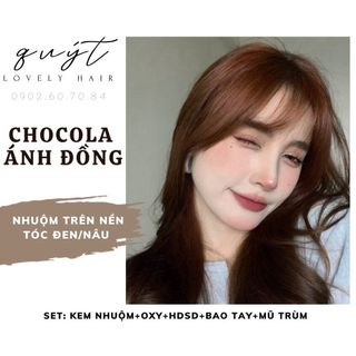 Kem nhuộm tóc thảo dược nâu chocolate ánh đồng - nhuộm trên nền tóc đen, nâu trầm - tặng oxy