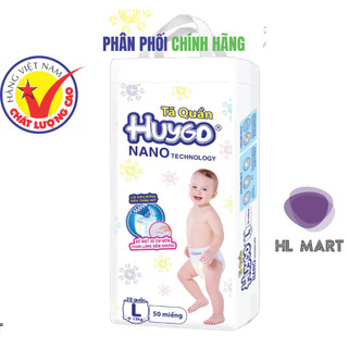 Bỉm quần huygo nano cao cấp/ chống hăm, có vạch báo độ ẩm/ công nghệ siêu mỏng, siêu thấm hút/ 50s 50m 50l 50xl 50xxl