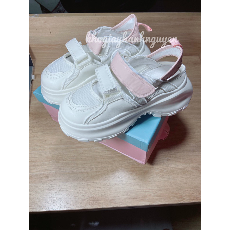 Giày thể thao nữ quai dán phối lưới đế cao 6cm