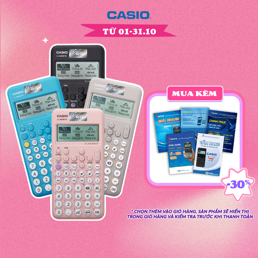 Máy tính học sinh Casio Fx-880BTG mới nhất dành cho học sinh cấp 2 cấp 3 lớp 6 đến lớp 12 chuyên dụng mang vào phòng thi