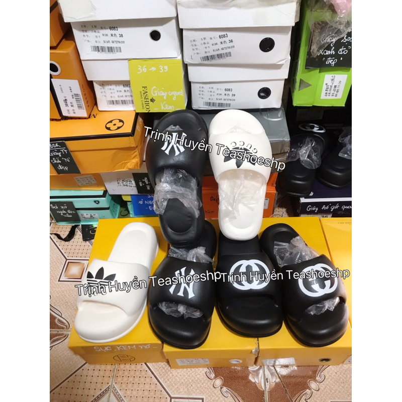 Dép đúc liền siêu nhẹ,dép bánh mì béo hot,dép trắng đen quai ngang đế bằng