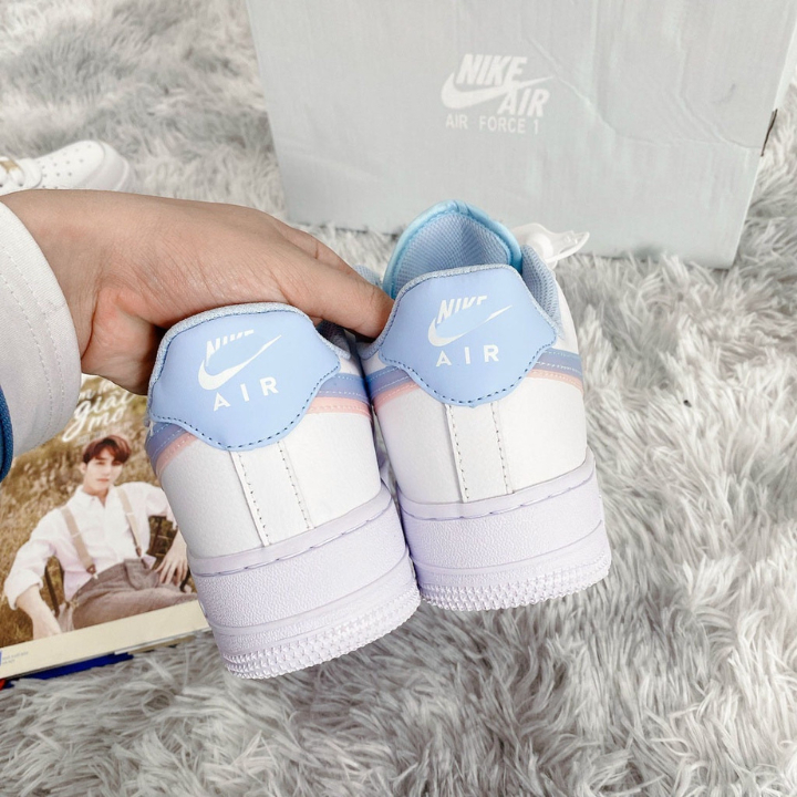 Giày_Nike AF1 Vệt Xanh Hồng, Giày Air Force 1 Xanh Hồng Nam Nữ Hàng Cao Cấp