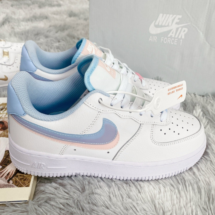 Giày_Nike AF1 Vệt Xanh Hồng, Giày Air Force 1 Xanh Hồng Nam Nữ Hàng Cao Cấp