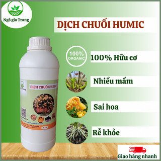 Dịch chuối humic, phân bón hữu cơ vi sinh cho hoa hồng, hoa lan, cây cảnh chai 1 Lít
