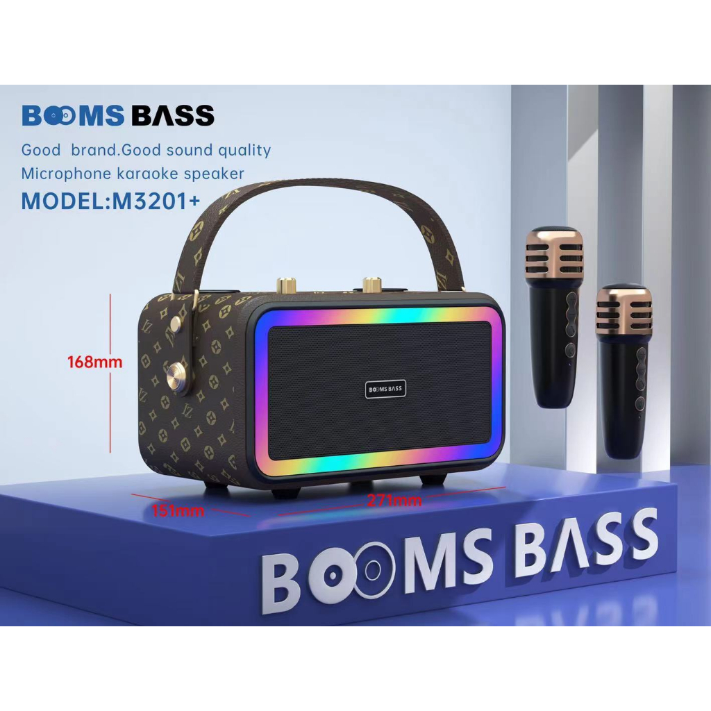 Loa Bluetooth Karaoke M3201 xách tay di động không dây Công suất lớn( Kèm 2 mic không dây) - TECHMALL | BigBuy360 - bigbuy360.vn