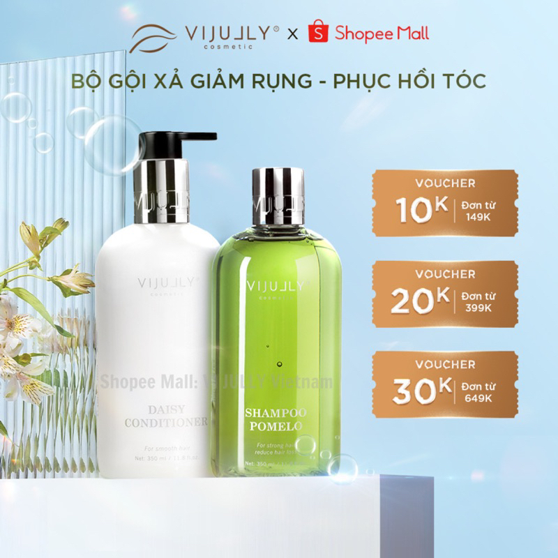 Bộ Gội Xả VIJULLY COSMETIC Mẫu Mới Ngăn Rụng - Phục Hồi Tóc 350ml (Dầu Gội Bưởi Và Dầu Xả Dừa)