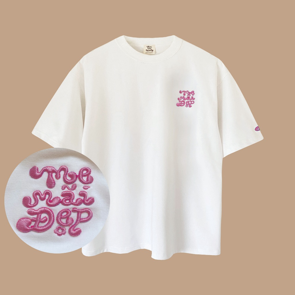 COMBO bộ 4 áo thun tay ngắn nam nữ đơn giản vải thoái mái thêu logo Mãi thiết kế WHENIMNASTY