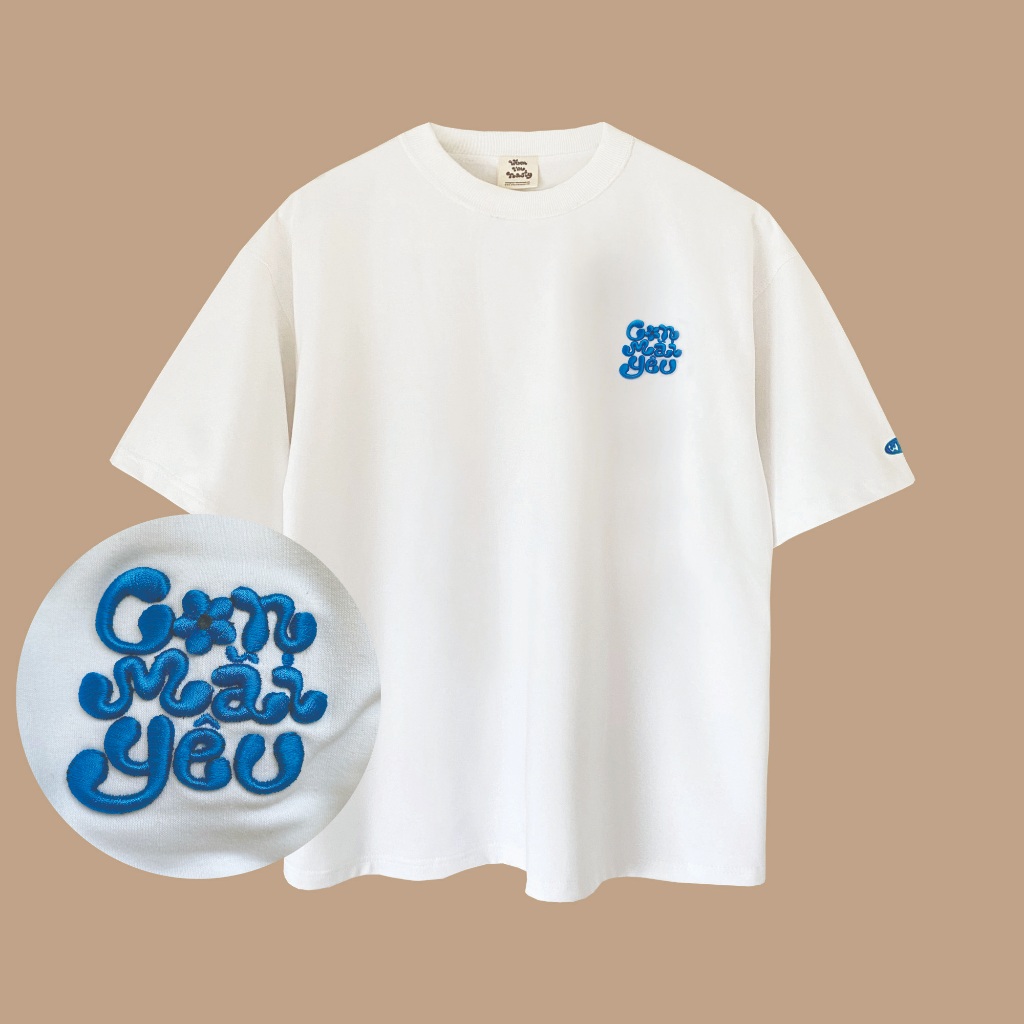 COMBO bộ 4 áo thun tay ngắn nam nữ đơn giản vải thoái mái thêu logo Mãi thiết kế WHENIMNASTY