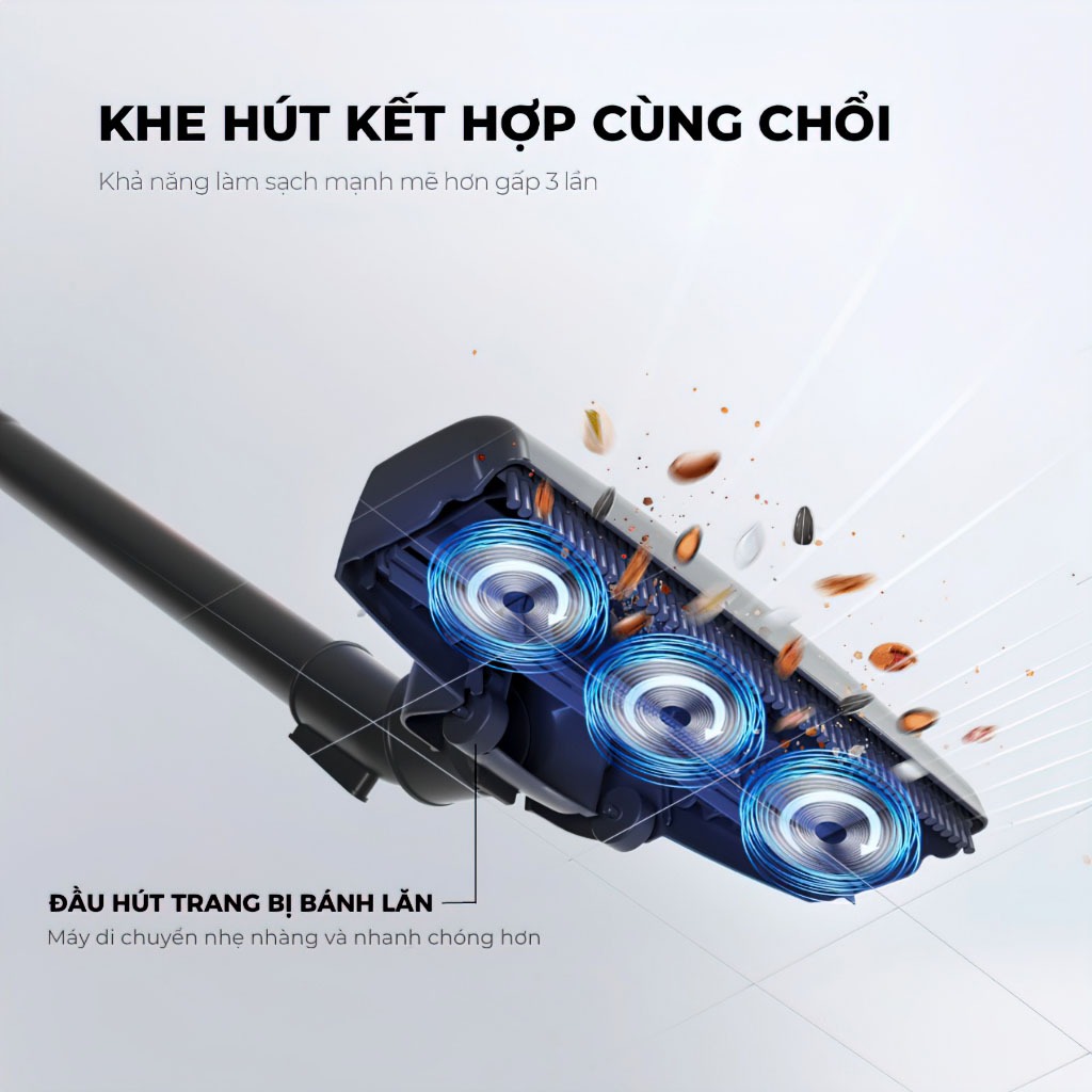 Máy hút bụi DELA Lực hút siêu mạnh 1200W, thế hệ mới, cầm tay kiểu đứng, 3 đầu hút MHB06