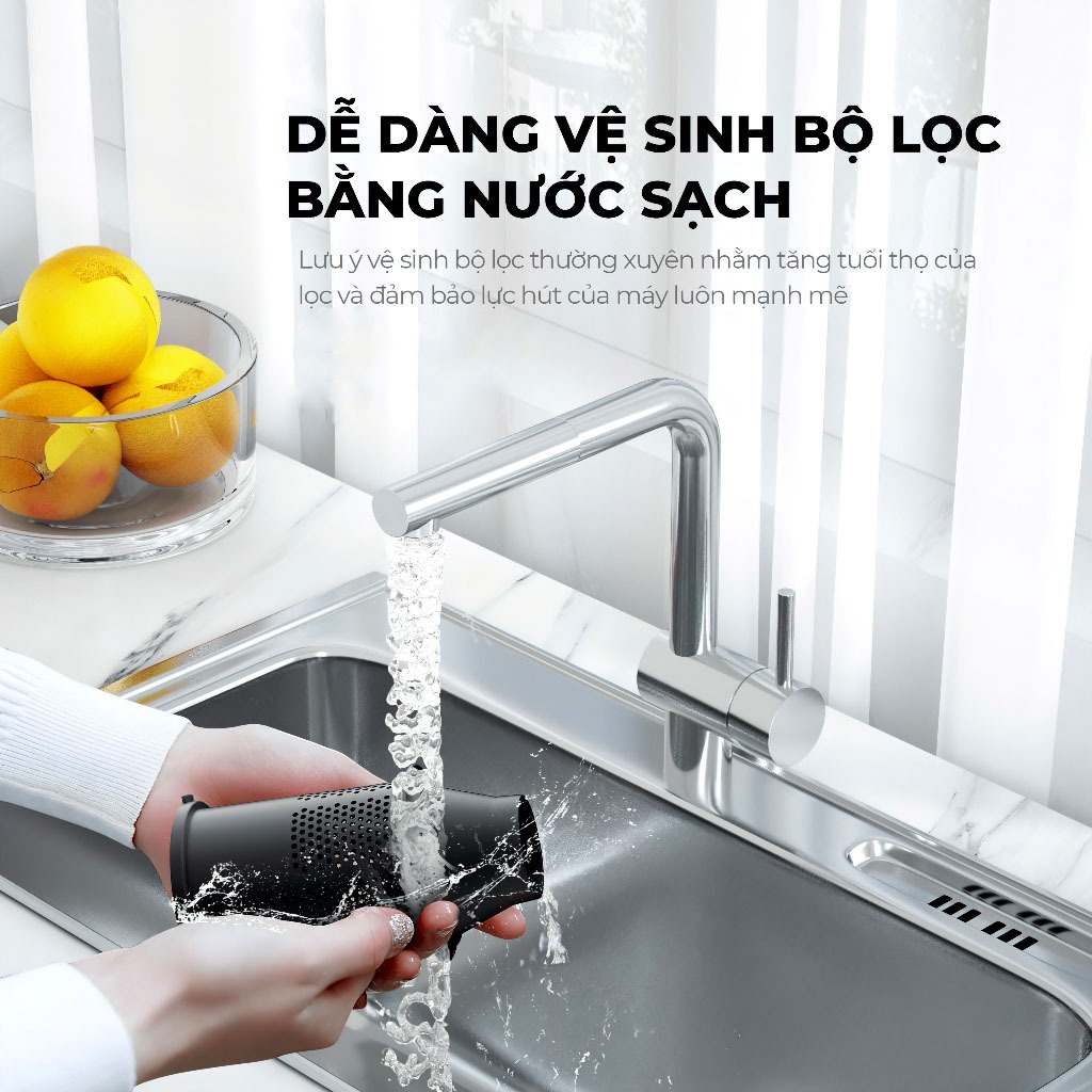 Máy hút bụi DELA Lực hút siêu mạnh 1200W, thế hệ mới, cầm tay kiểu đứng, 3 đầu hút MHB06