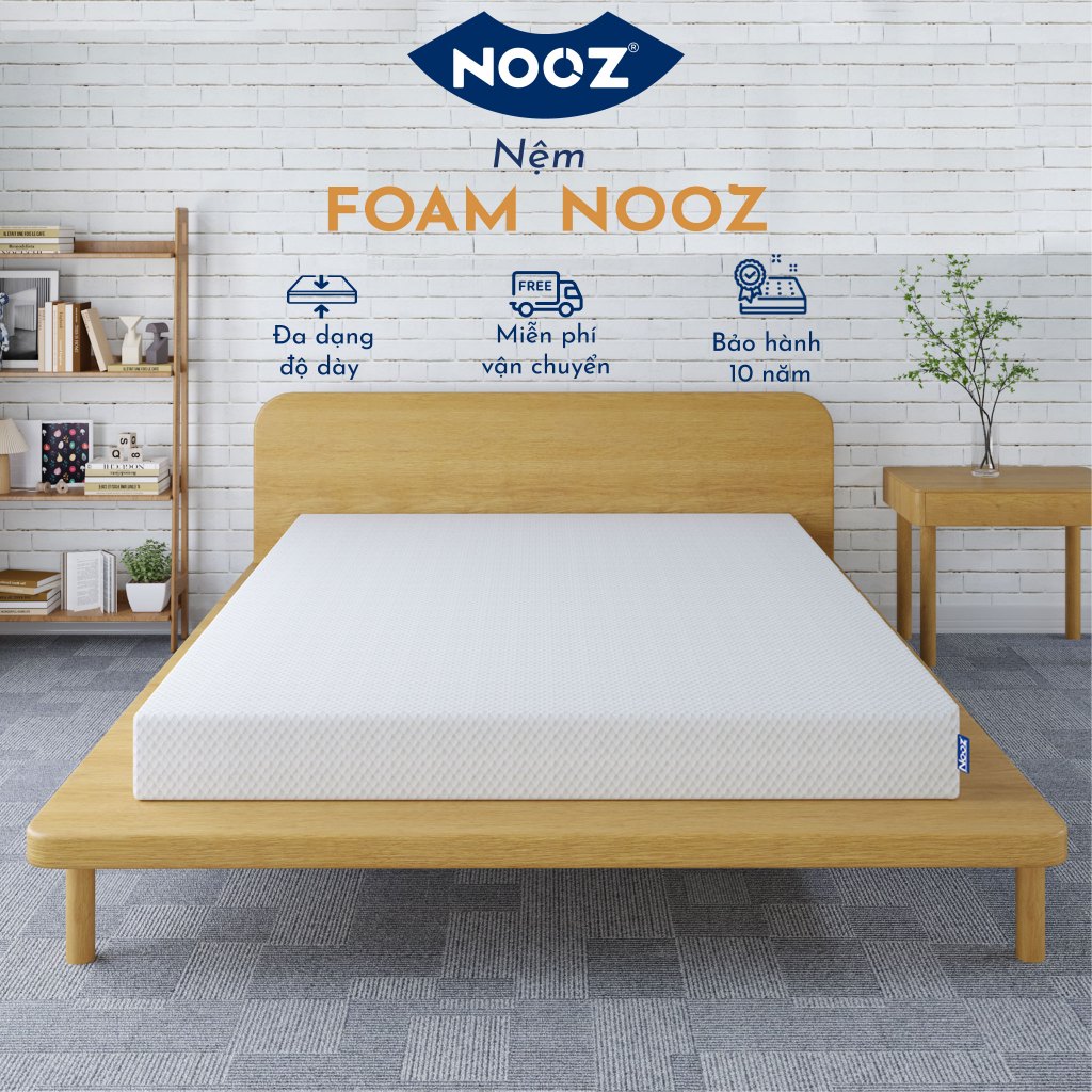 Nệm Foam NOOZ Home Goods Mattress Tiêu Chuẩn CertiPUR-US Với Hai Tầng Foam Nâng Đỡ Ruột Đệm Cao Su Non Vỏ Đệm Tencel
