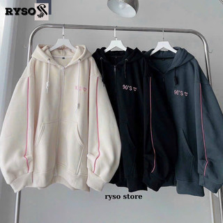 Áo Hoodie Zip 90'S Chất Nỉ Bông Nón 2 Lớp  - Áo Khoác Nỉ Dây Kéo Nhiều Màu Form Rộng Unisex RYSO STORE