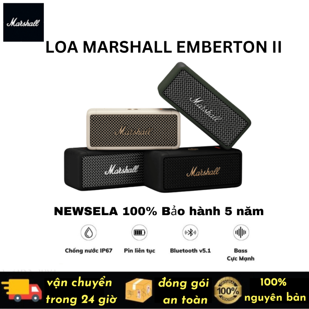 Loa di động Marshall Emberton II Loa Bluetooth không dây chống nước | Loa không dây | BigBuy360 - bigbuy360.vn