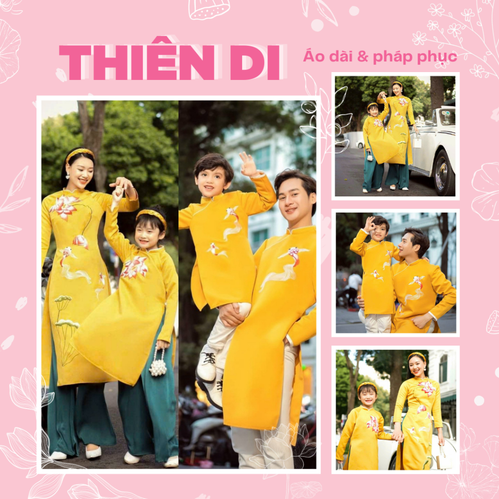 𝐍𝐄𝐖𝟐𝟎𝟐𝟒 - Áo dài cách tân gia đình Kim Ngư áo dài mẹ bé gái bé trai và bố