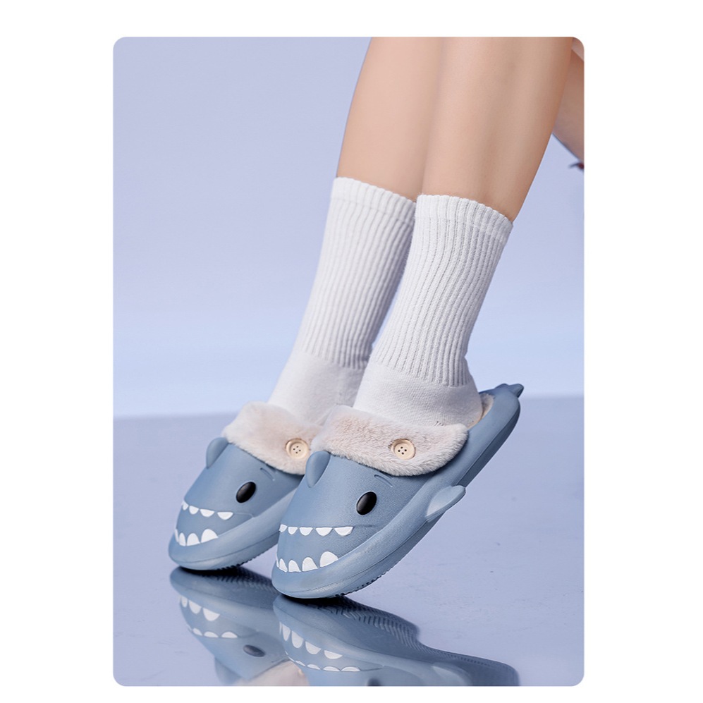 Dép bông unisex nam nữ cá mập đi trong nhà cực ấm êm chân phong cách thời trang ulzzang Hàn Quốc siêu Hot TH-40