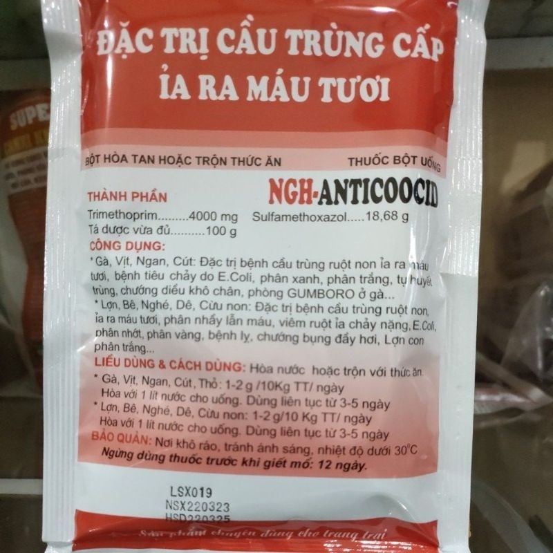 Cầu trùng cấp ỉa ra máu tươi 100g, tiêu chảy phân xanh, trắng, phòng Gumboro gà