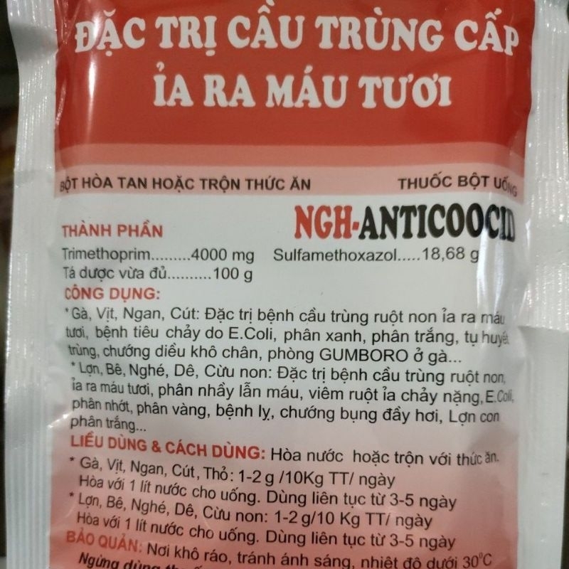 Cầu trùng cấp ỉa ra máu tươi 100g, tiêu chảy phân xanh, trắng, phòng Gumboro gà