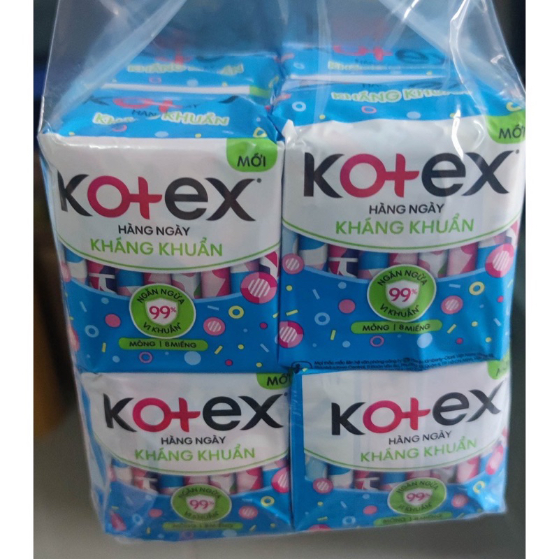 Combo 8 gói Bvs hằng ngày Kotex kháng khuẩn gói 8m