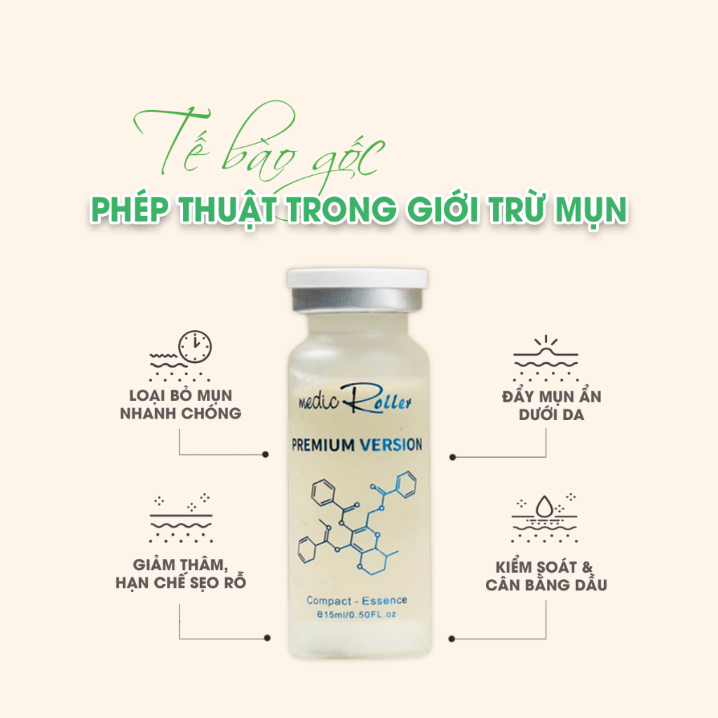 Tinh chất Serum mụn Medic Roller compact essence 10ml hỗ trợ loại bỏ mụn đầu đen, mụn mủ  10ml Thuỵ sỹ