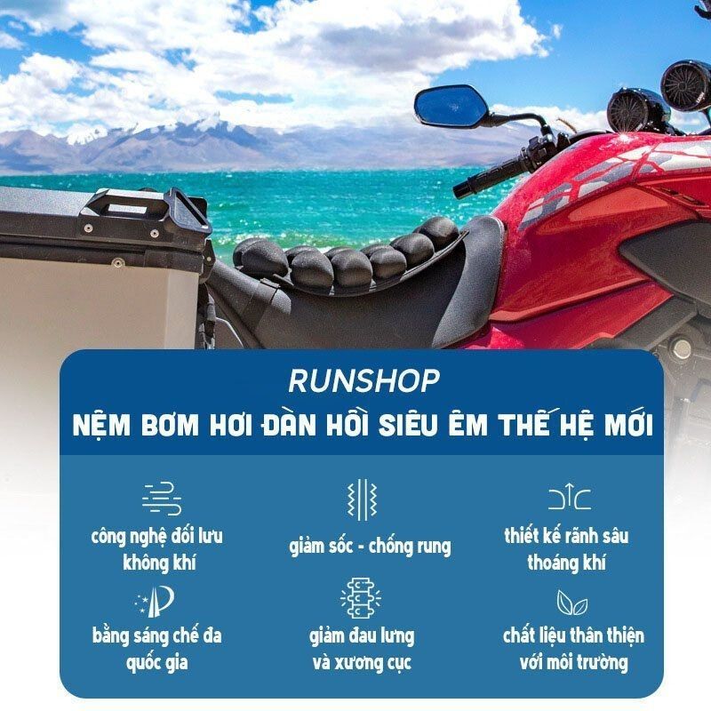 Đệm Lót Yên Xe Máy Bơm Hơi Đàn Hồi - Phù Hợp Cho Shiper& Phượt Thủ Êm Ái Đàn Hồi Chống Sốc Hiệu Quả