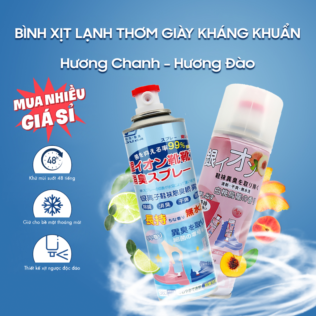 Bình xịt khử mùi hôi giày dép minsu lọ 260ml ion nano Bạc kháng khuẩn, làm thơm tủ dầy, quần áo, vớ đi chân.