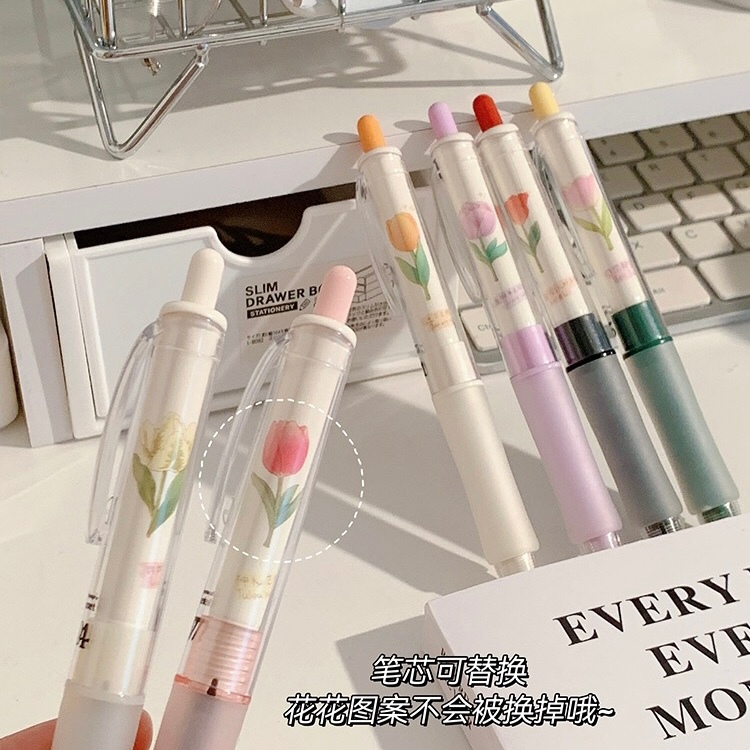 Bút gel bấm cao cấp TIA mực đen, ngòi kim 0.5mm