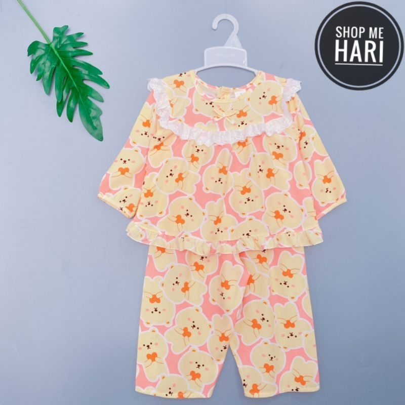 Bộ tole/ lanh tay dài quần dài babydoll phối ren