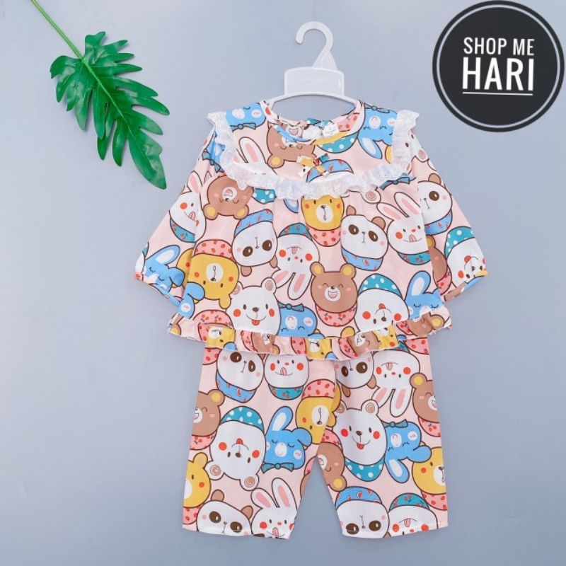 Bộ tole/ lanh tay dài quần dài babydoll phối ren