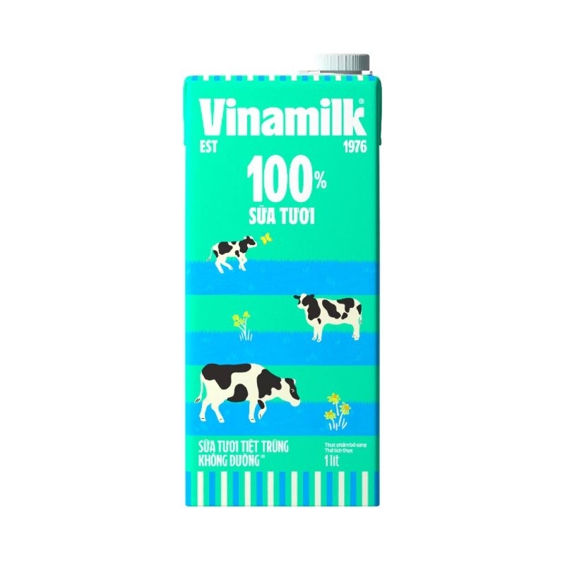 Sữa tươi tiệt trùng Vinamilk 100% không đường- Hộp giấy 1L