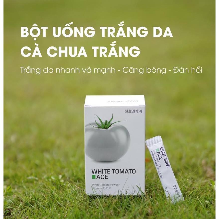 Hộp 30 gói x2g Bột uống trắng da chiết xuất Cà chua trắng, Vitamin A, C, E & Collagen White Tomato Ace