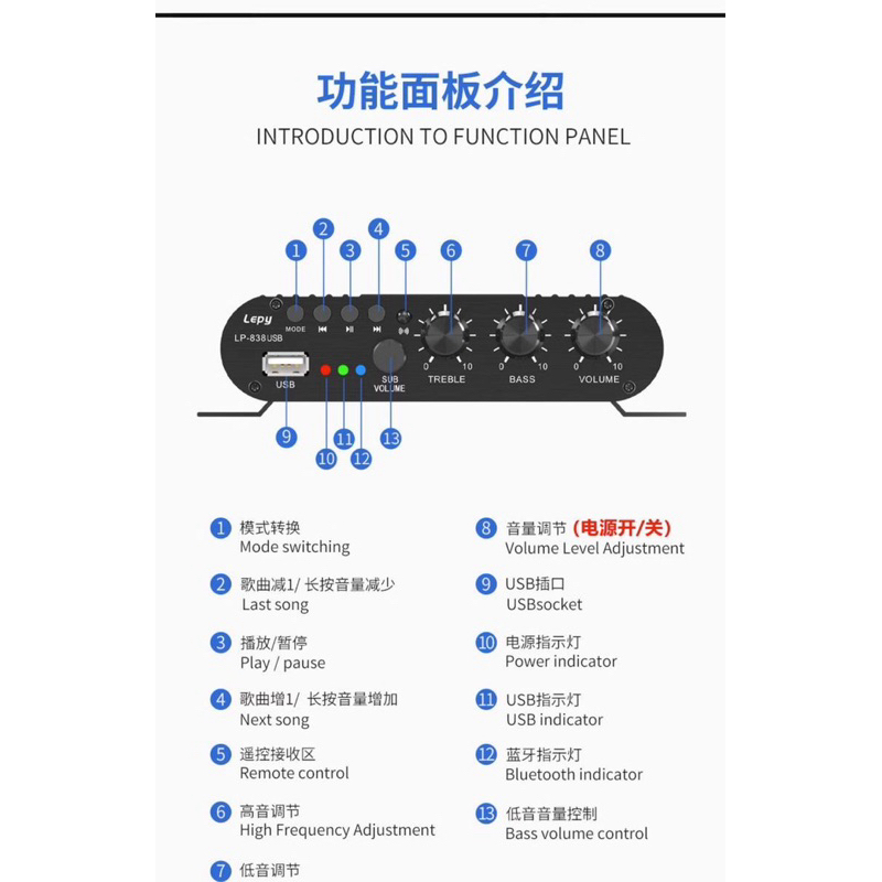 AMPLY mini LEPY LP-838USB / LP-A8BT hỗ trợ bluetooth 5.0