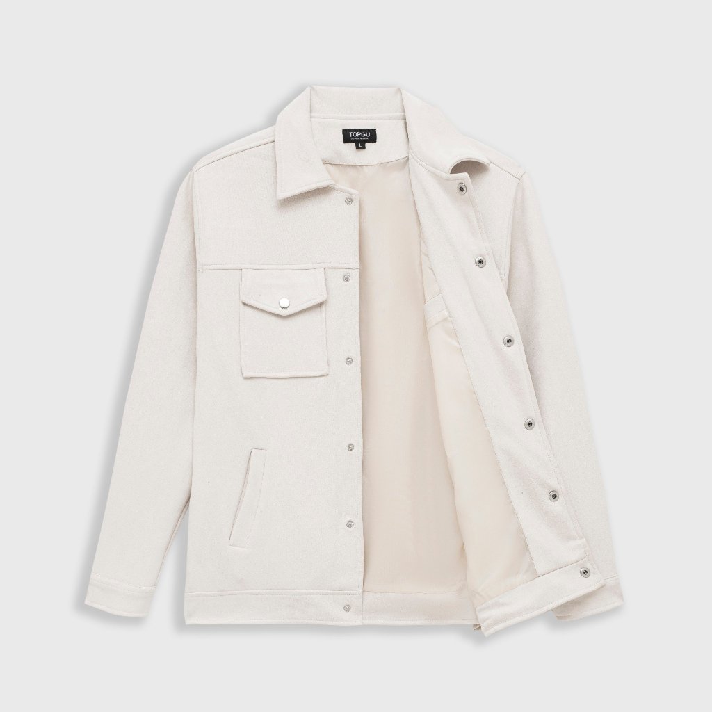 Áo khoác Da Lộn nam TOPGU cao cấp dày đẹp 3 lớp cúc bấm kim loại