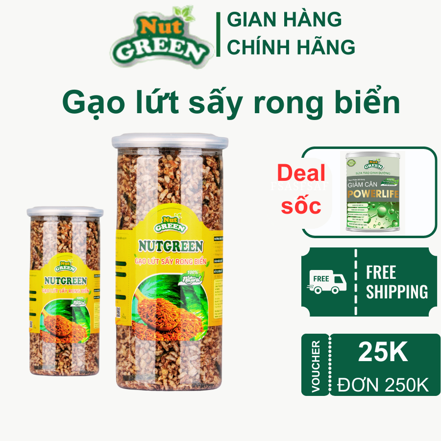 Gạo Lứt Đỏ Sấy Rong Biển Hữu Cơ Hỗ Trợ Ăn Kiêng Giảm Cân NUTGREEN