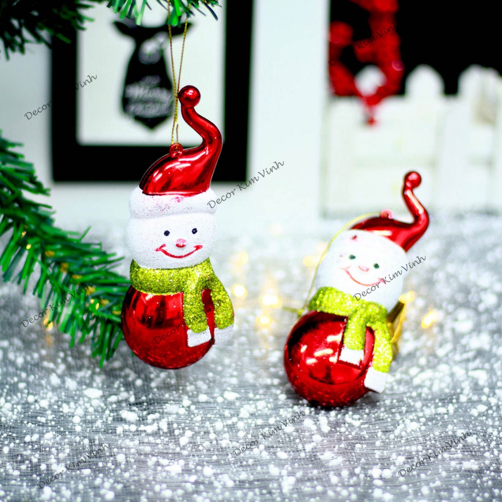 Set 2 Người Tuyết Nón Nhọn E41 Phụ Kiện Treo Cây Thông Noel Phụ Kiện Trang Trí Giáng Sinh
