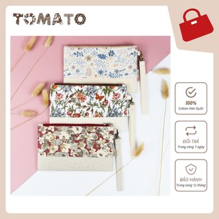 Ví dài cầm tay bằng vải họa tiết vintage độc đáo ví yooj yim - tomato handmade