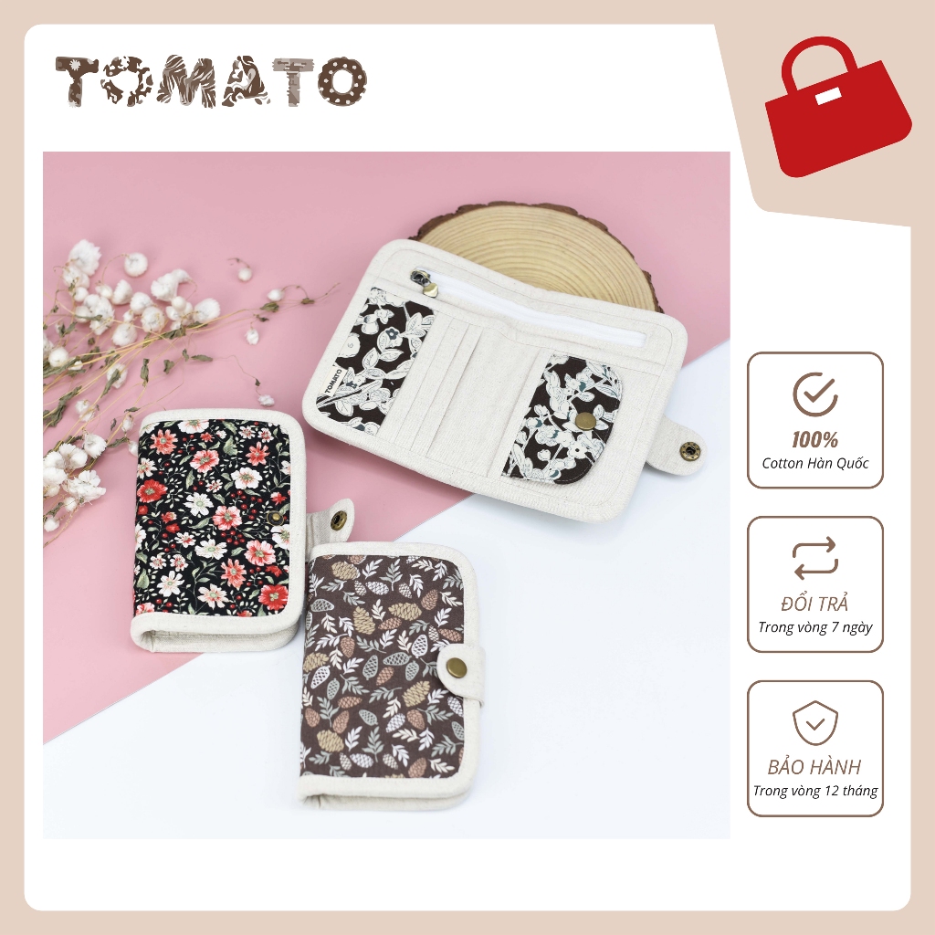 Ví vải gập nhỏ nhắn tiện dụng nhiều ngăn hoạ tiết xinh xắn JASMINE - TOMATO HANDMADE