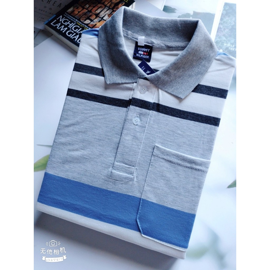 Áo thun nam trung niên tay ngắn có cổ có túi vải cotton có độ xốp cao cấp ATHUN19