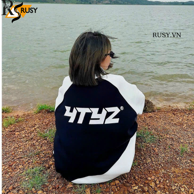 Áo khoác hoodie 4TYZ nỉ bông dày dặn phối màu đen trắng dây rút form rộng unisex ,Áo khoác nỉ chui nam nữ Rusy