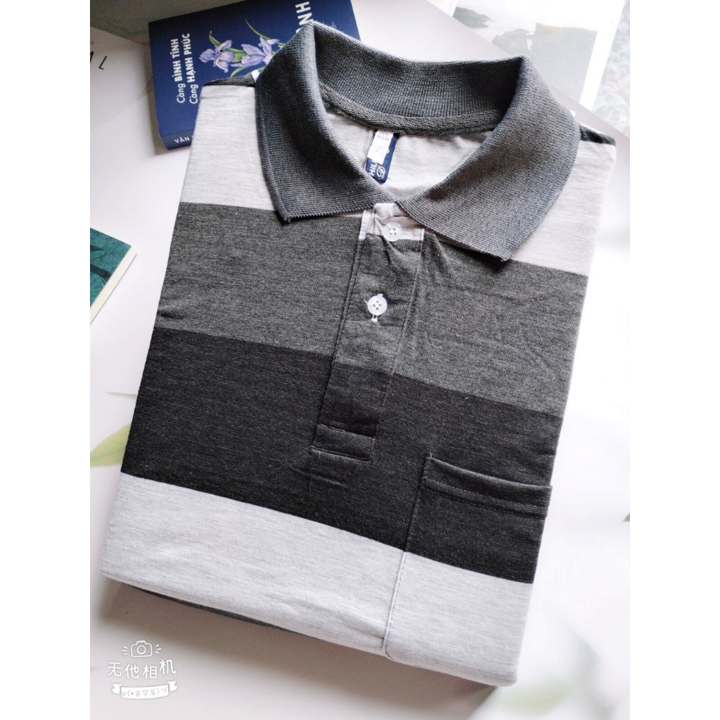 Áo thun nam trung niên tay ngắn có cổ có túi vải cotton có độ xốp cao cấp ATHUN19