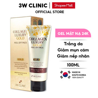 Mặt Nạ Lột Tinh Chất Vàng 24K 3W CLinic Collagen & Luxury Gold Peel Off Pack 100g Giúp Se Khít Lỗ Chân Lông Giảm Mụn Cám