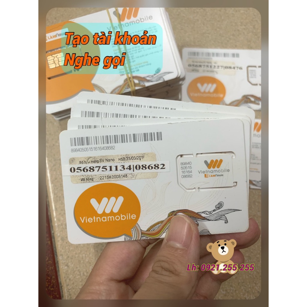 Sim VIETNAMOBILE PHÔI LỚN giá rẻ nghe gọi, tạo tài khoản, thẩm định…….