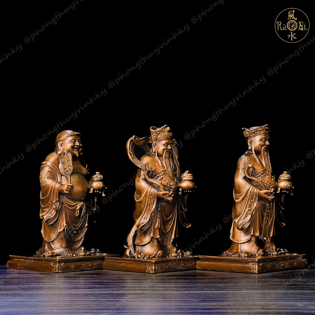 Bộ Ba Ông Địa - Thần Tiền - Thần Tài đứng ban phát Tài Lộc - Tượng Đồng Phong Thủy Thờ Cúng