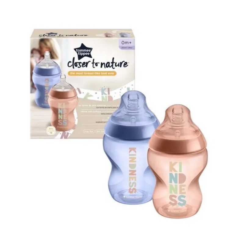 Set 2 bình sữa Tommee Tippee Kindness 260ml - núm Âu số 1