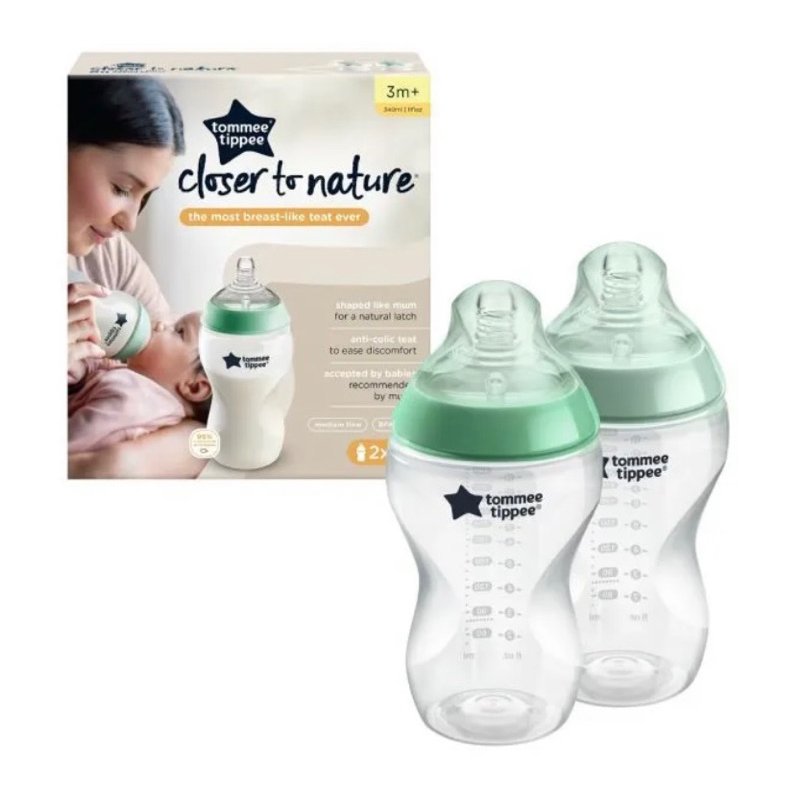 Bình sữa Tommee Tippee 340ml cổ xanh - núm Âu số 2