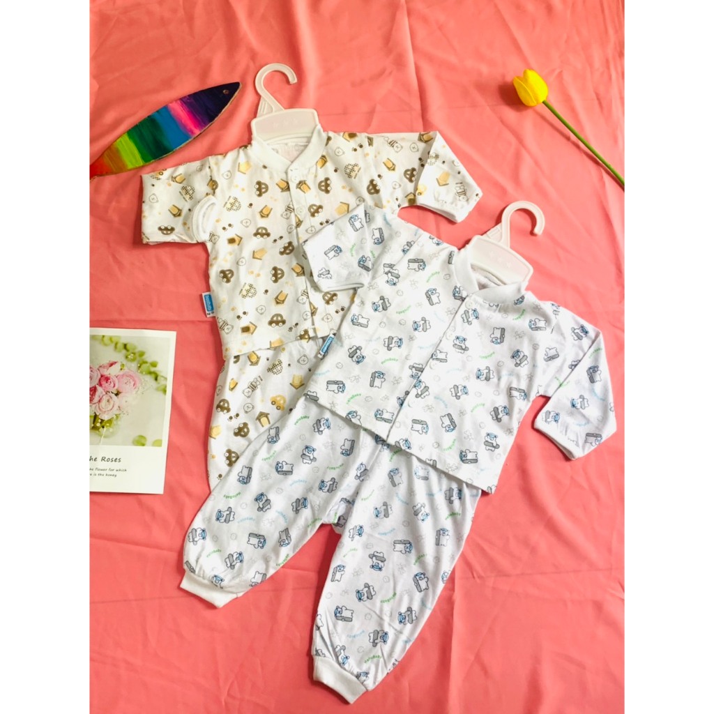BỘ THUN COTTON SƠ SINH TRẮNG DÀI TAY MTK