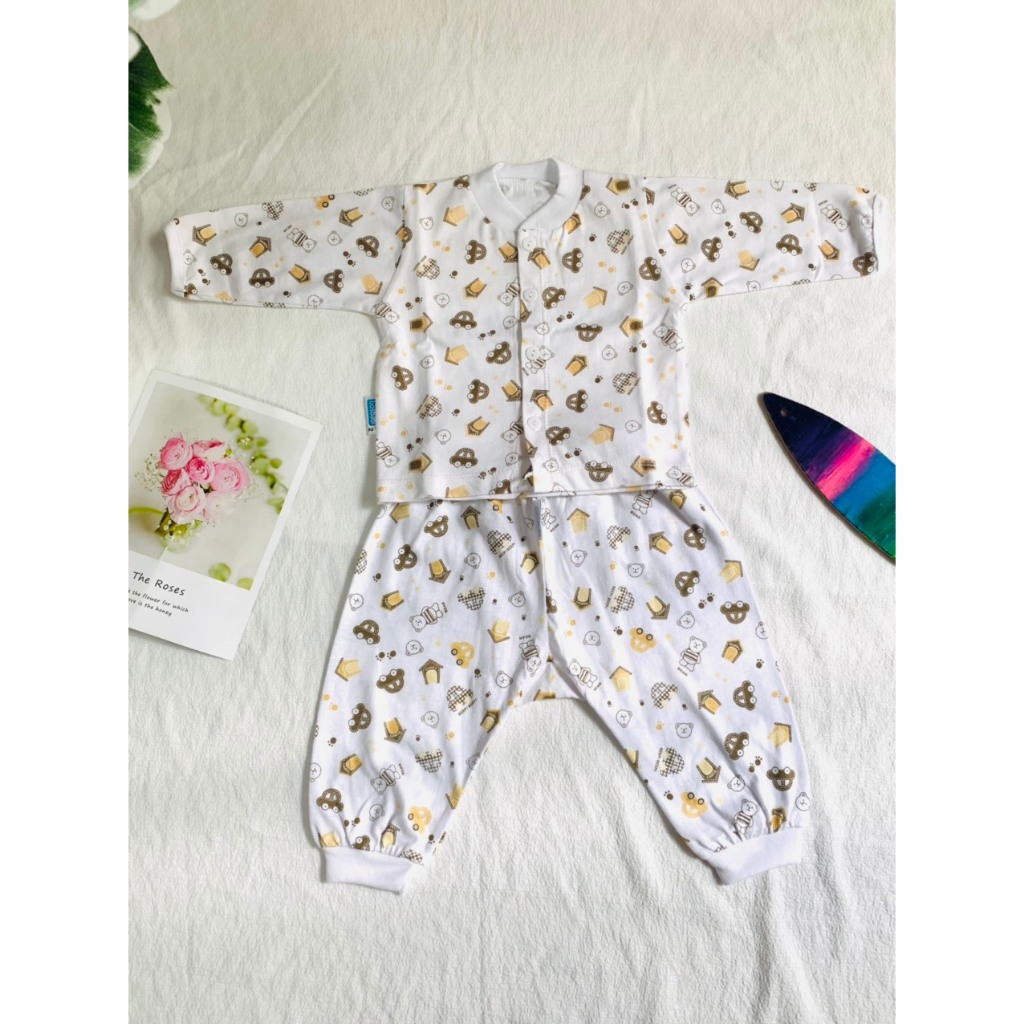 BỘ THUN COTTON SƠ SINH TRẮNG DÀI TAY MTK