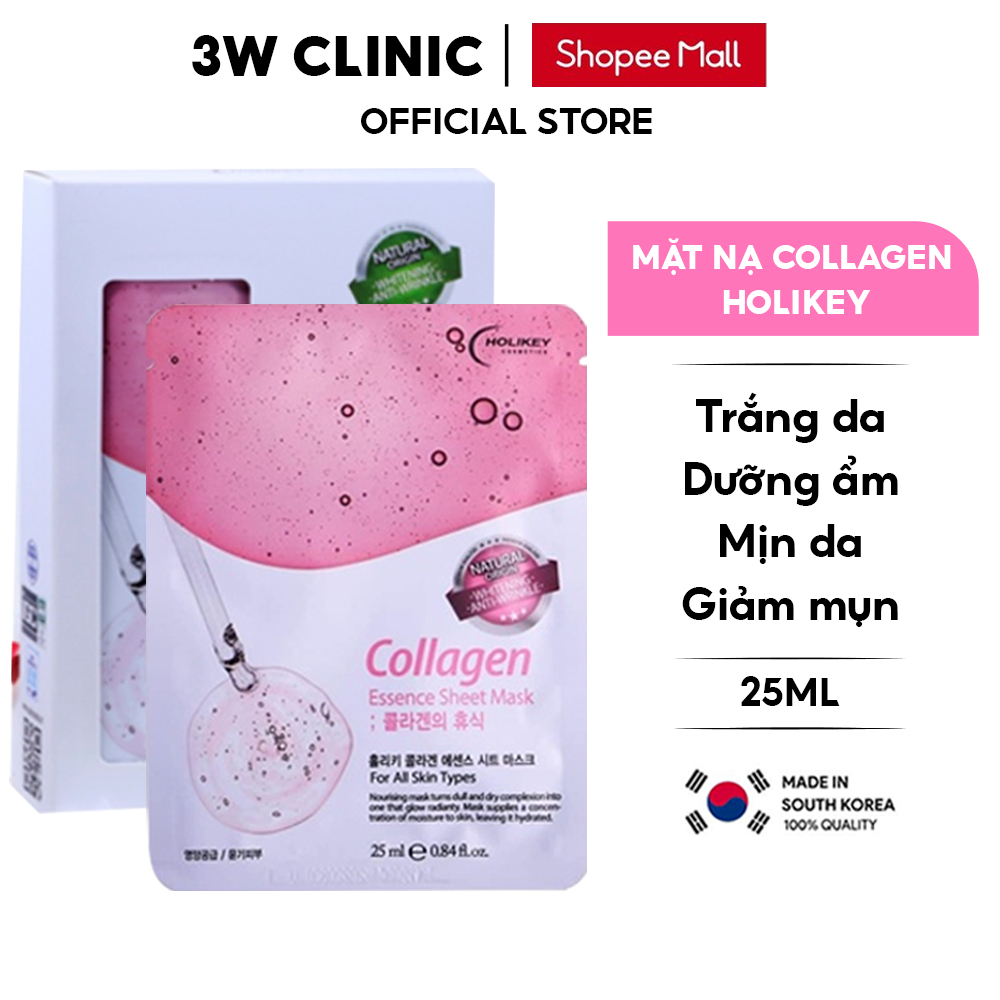 Mặt nạ giấy dưỡng da HOLIKEY Hàn Quốc chiết xuất từ Collagen giúp làm căng trắng da và mềm mịn da lẻ miếng 25ml