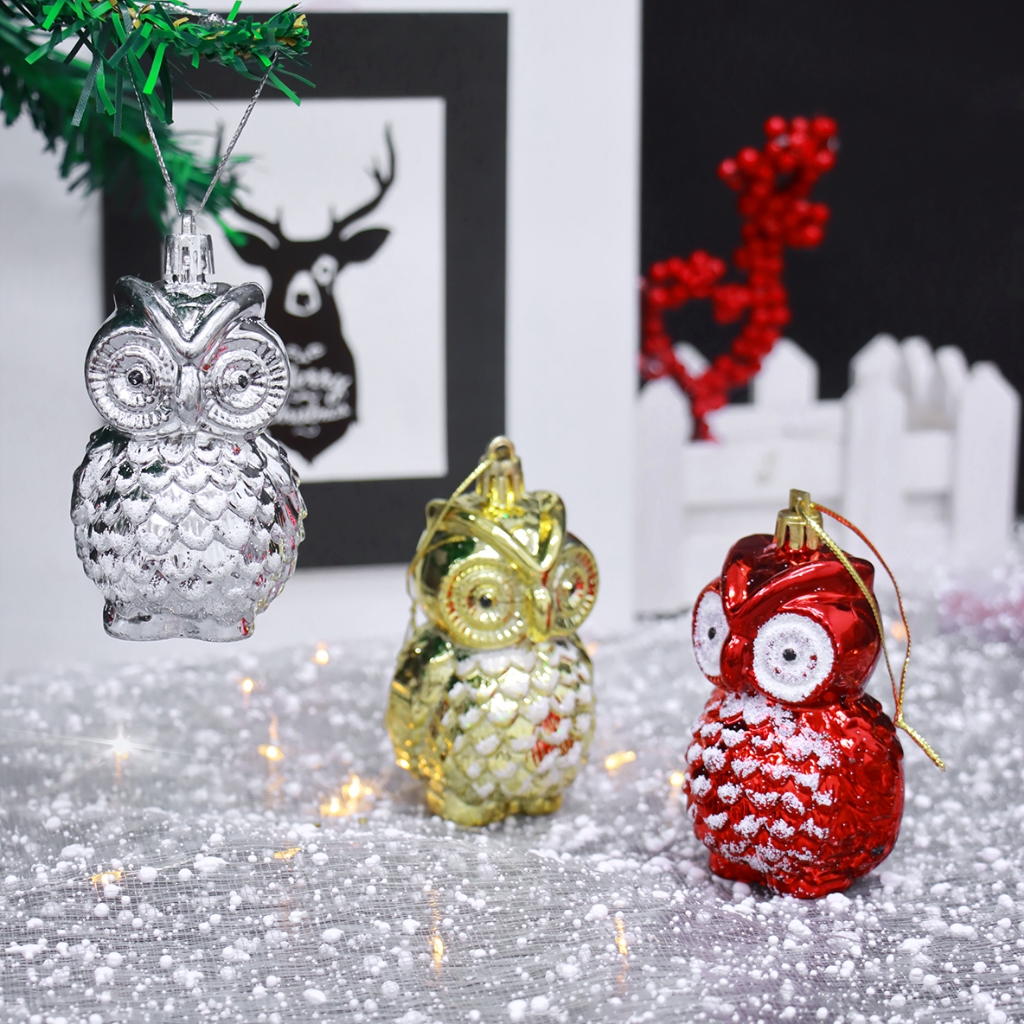 Set 2 Chim Cú E52 Treo Cây Thông Noel Phụ Kiện Trang Trí Giáng Sinh